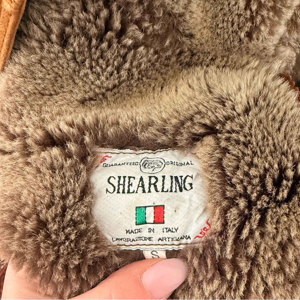VTG Italian Shearling Suede Sheepskin Long Coat Size S - Picture 8 of 10